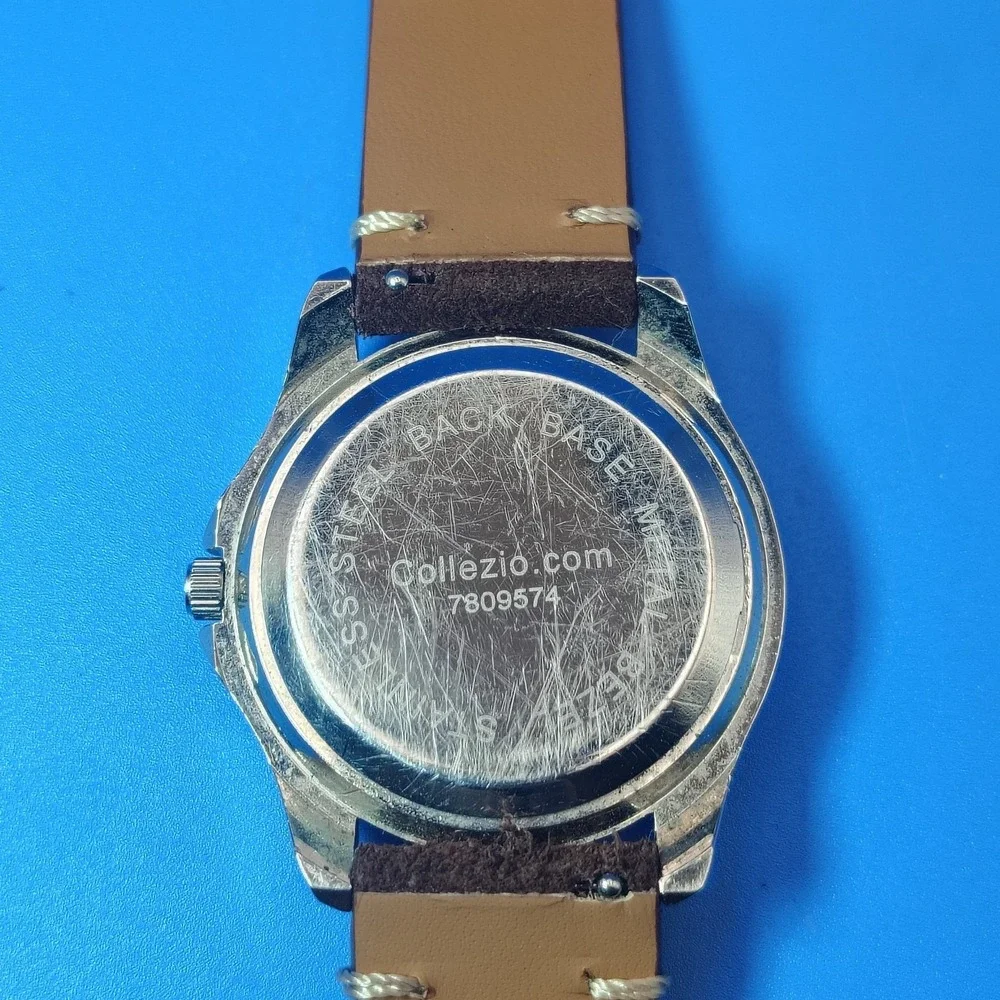Vintage 2001 Captain 33mm Mens Quartz Watch New Leather Strap Lume Dial Restored